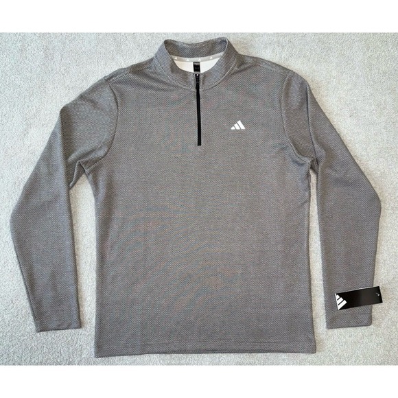 NWT Adidas Microdot 1/4 Zip Pullover Gray And Black Mens Size Medium